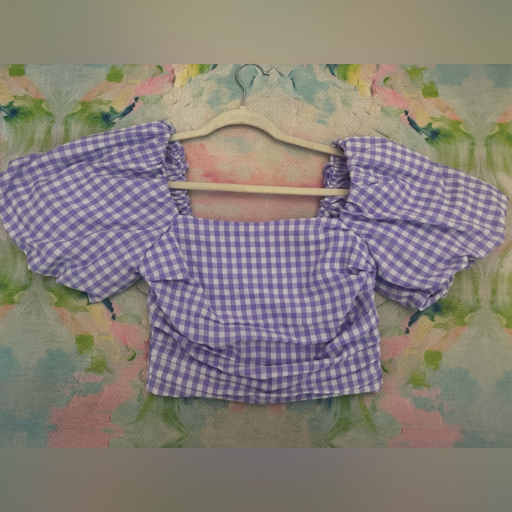 Purple Gingham Crop Top